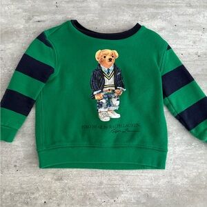 Ralph Lauren Green and Blue rugby polo bear Sweatshirt 24M